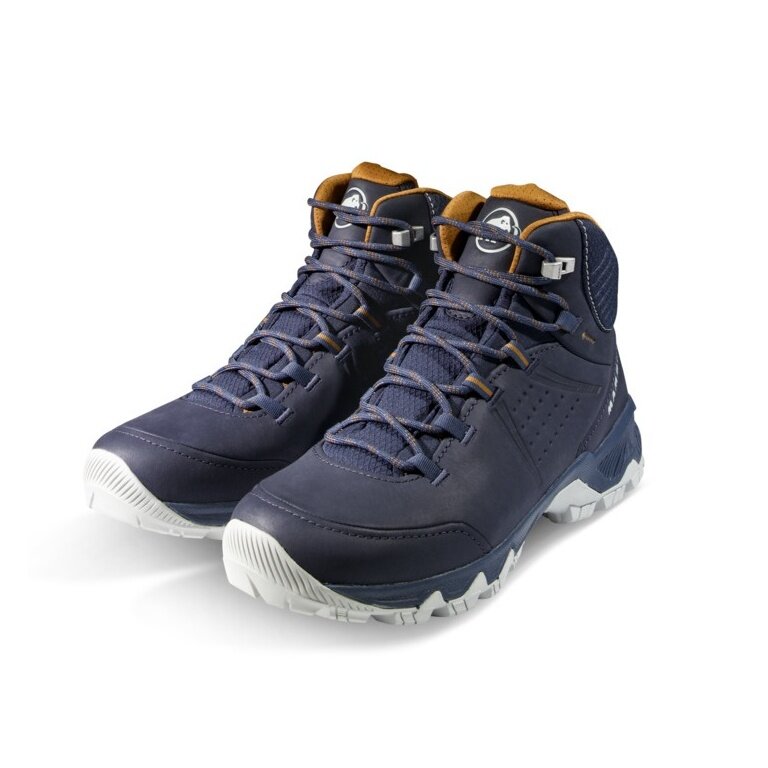 Mammut Hiking Shoes Nova Mid IV GTX (All-Terrain, Nubuck Leather, Waterproof) navy blue/brown Ladies