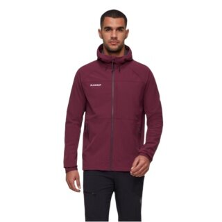 Mammut Softshell Hiking Jacket Ultimate Comfort SO Hooded (4-Way Stretch, Windproof) Burgundy Men's