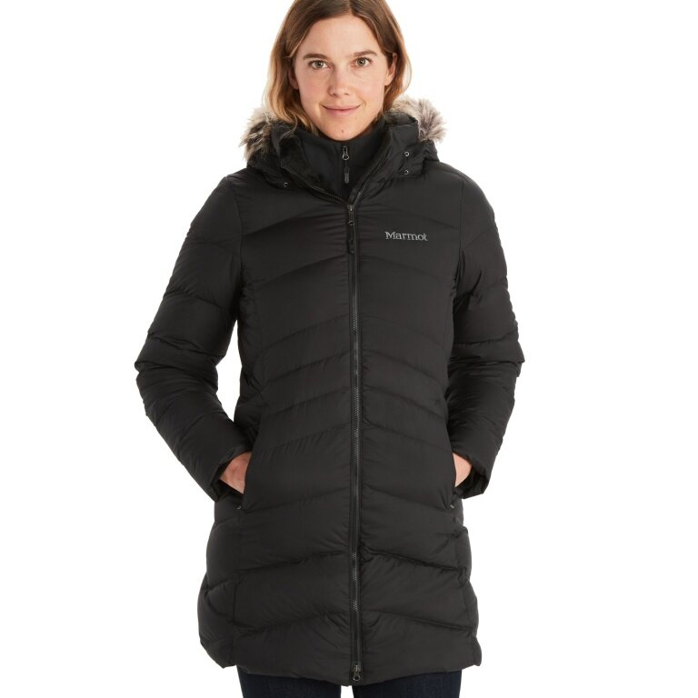 Marmot Winter Coat Montreal (Down filling, fleece lining, durable, water-repellent) black ladies
