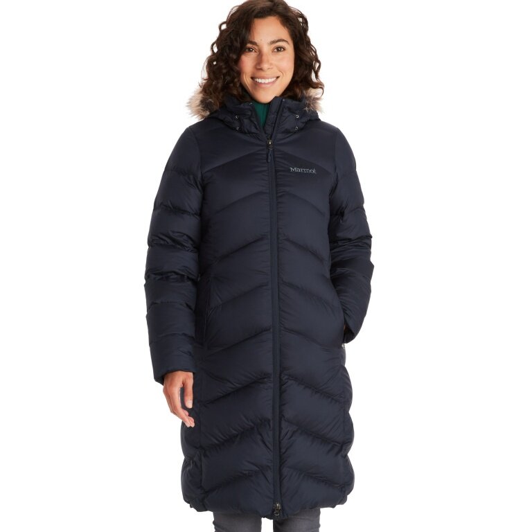 Marmot Montreaux Winter Coat (Down filling, removable hood, water-repellent) navy blue ladies