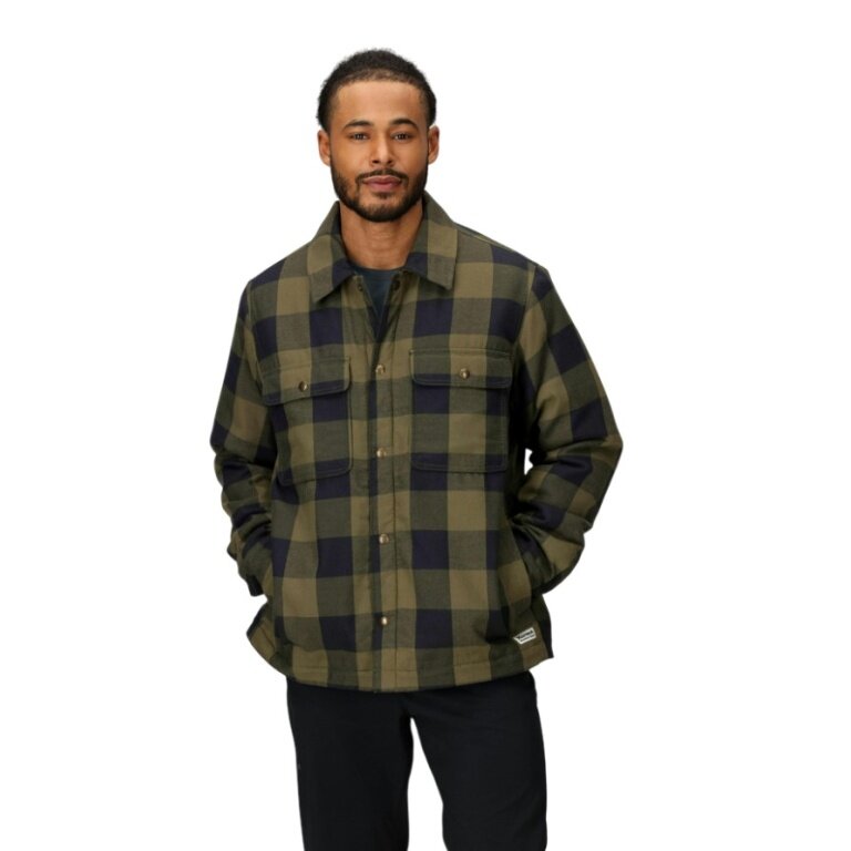 Marmot Ridgefield Sherpa Flannel Shirt Jacket (Cotton, warm) dark green/black men's