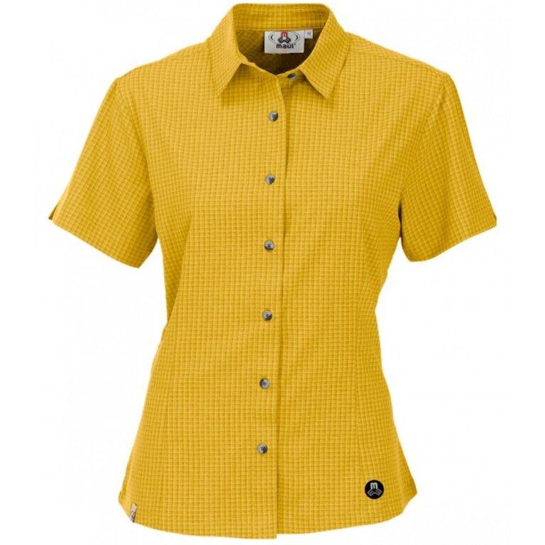 Maul hiking blouse short sleeve Halserspitze II outdoor check pattern yellow women