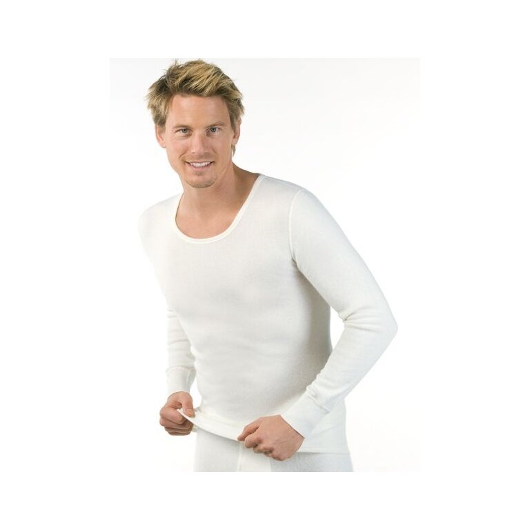 Medima Underwear Long Sleeve Shirt (Angora/Cotton) White Men (Size M-L)