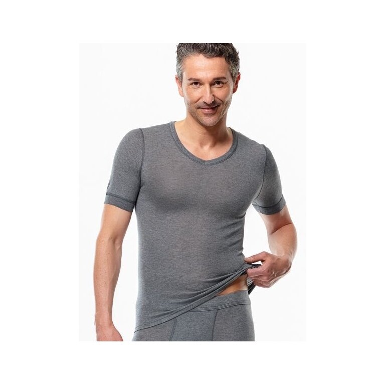 Medima Underwear T-shirt V-neck (Cashmere/Silk) Short Sleeve Grey Men (Size XL+XXL)