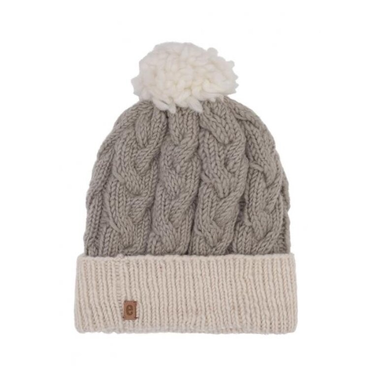 Medima Winter hat with pom pom - Merino wool, ribbed structure, cuff - grey - 1 piece