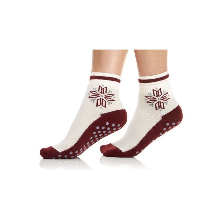Medima Day Sock Überdinger (Wool, Star Design) white/bordeaux Women - 1 Pair