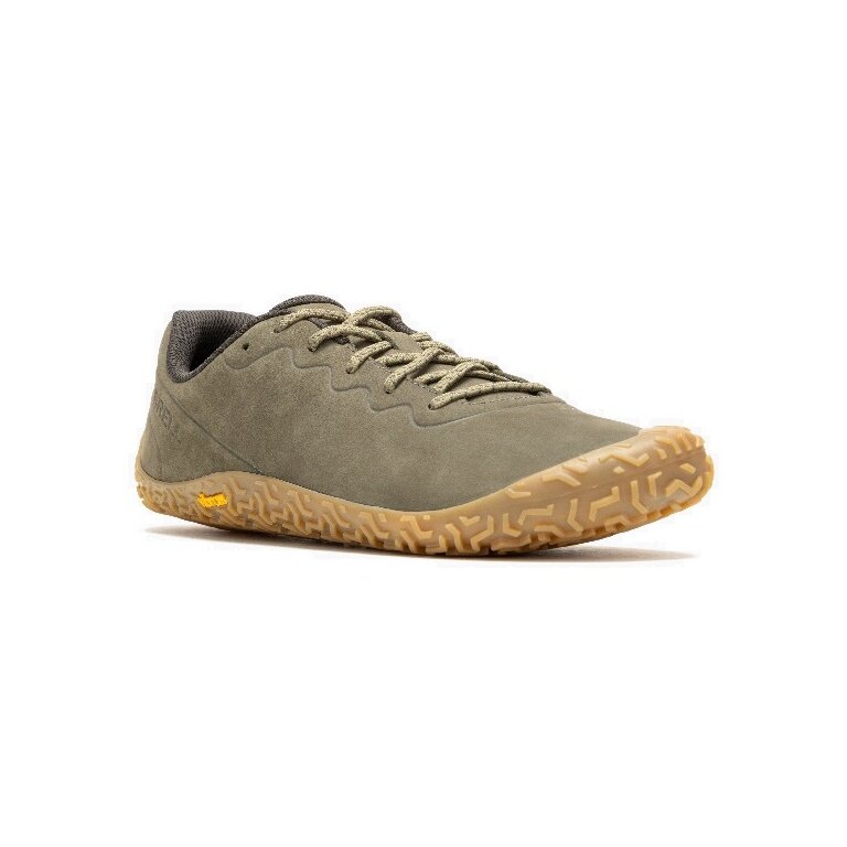 Merrell Minimal Running Shoes Vapor Glove 6 Leather Olive Green Men