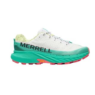 Merrell Trail Running Shoes Agility Peak 5 (comfortable fit, Rock Plate) white/turquoise men's