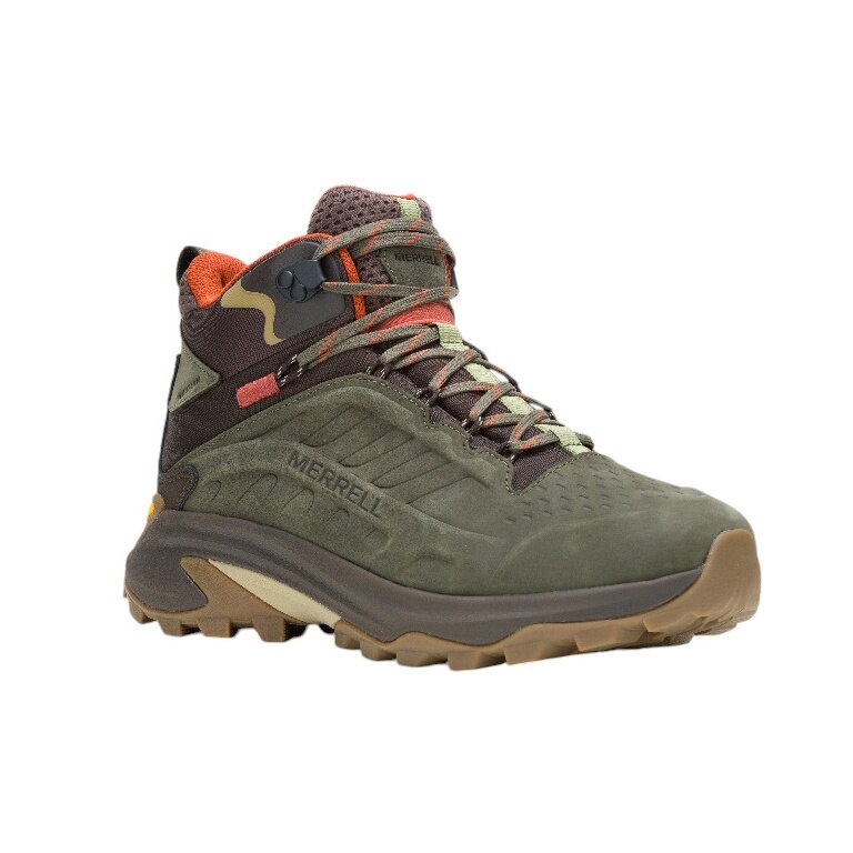 Merrell Moab Speed 2 Leather MID WP Hiking Shoes (Nubuck Leather, Waterproof) Olive Green Men's