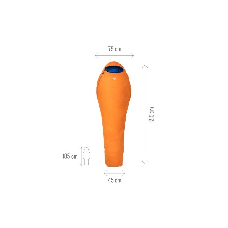 Millet Sleeping Bag Baikal 750 Reg (2-season sleeping bag, Left) - Zip opening on the left - orange