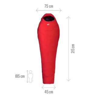 Millet Sleeping Bag Baikal 1500 Reg (3-season sleeping bag, Right) - Zip opening on the right - red