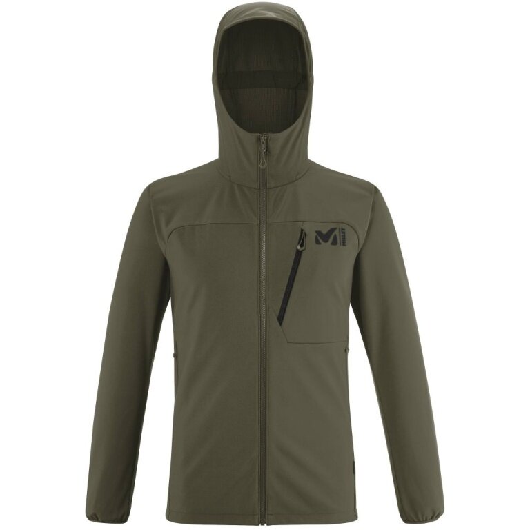 Millet Softshell Jacket Magma Shield Hoodie (comfortable wearing experience) khaki green men's