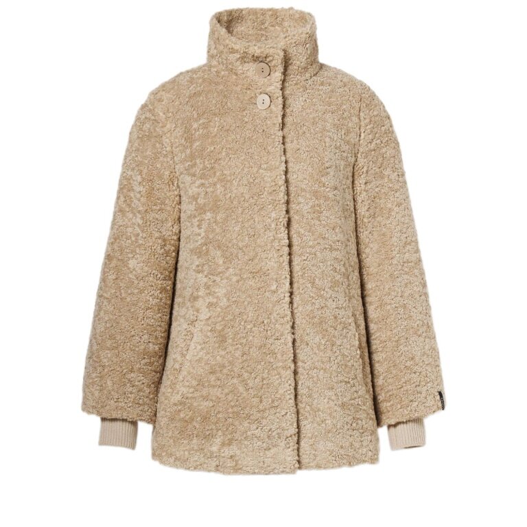Milo winter jacket (plush jacket) Olivia with stand-up collar sand brown ladies