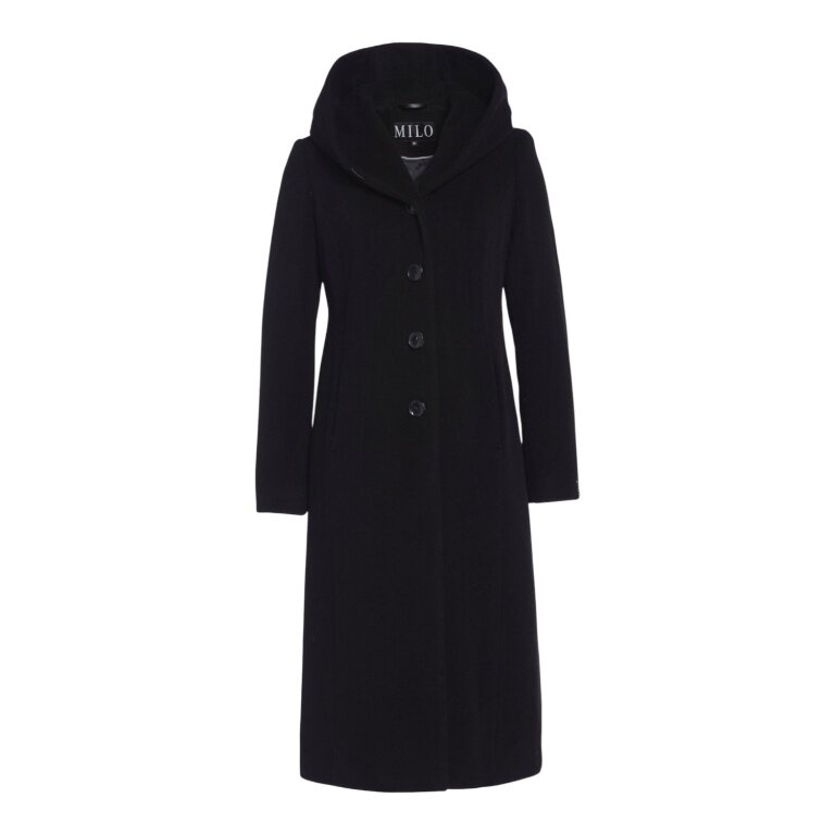 Milo Winter Coat Nella (Wool Blend, with Hood) Black Ladies