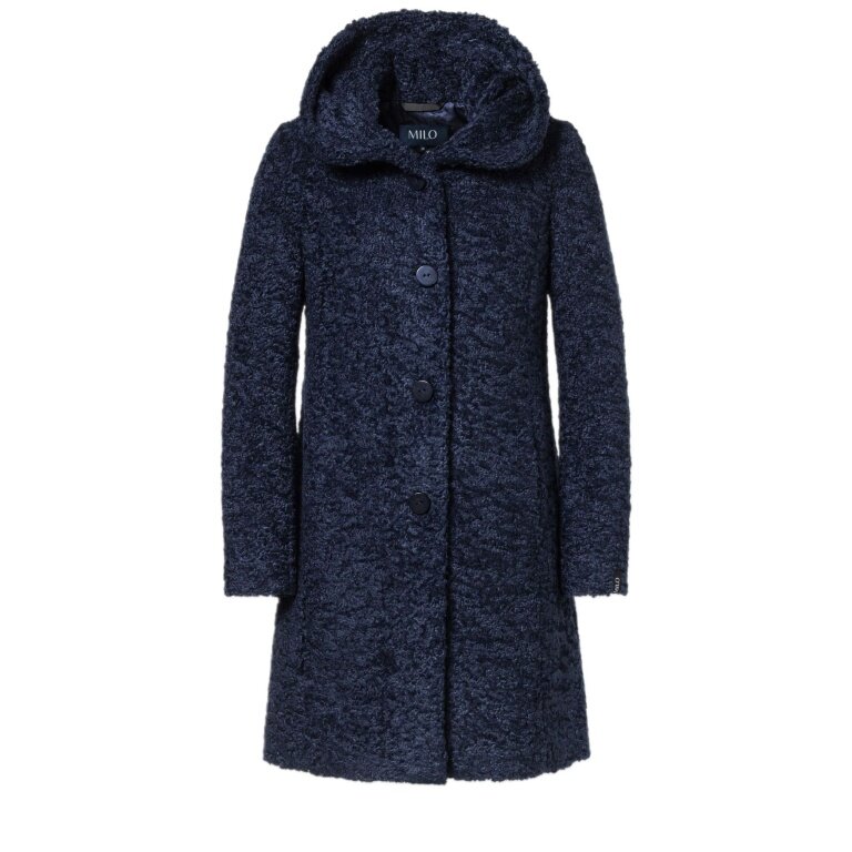 Milo Winter Coat Stella with Hood (Teddy Fleece) Navy Blue Ladies