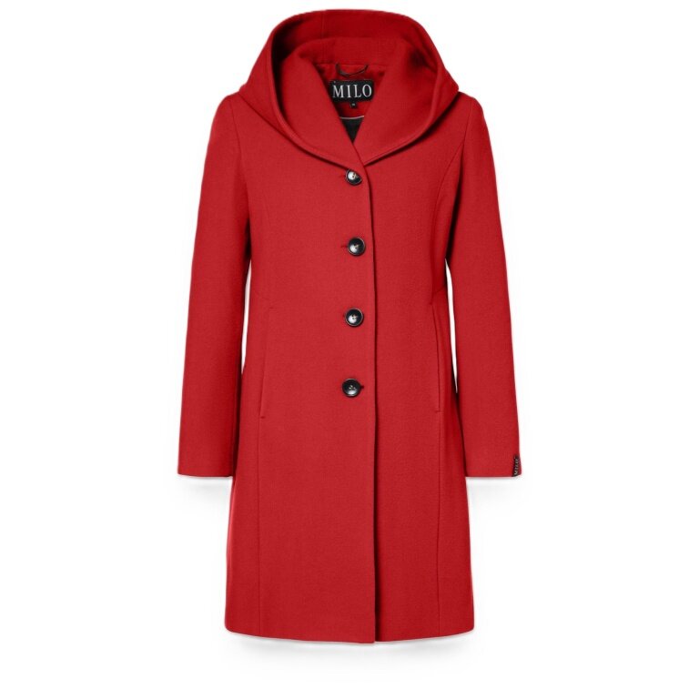 Milo Bella Winter Coat (Wool Blend, with Hood) Red Ladies