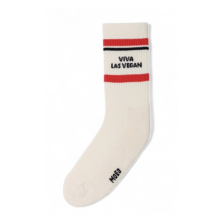MoEa Daily Sock Crew Bamboo - Viva Las Vegan - beige/red - 1 pair
