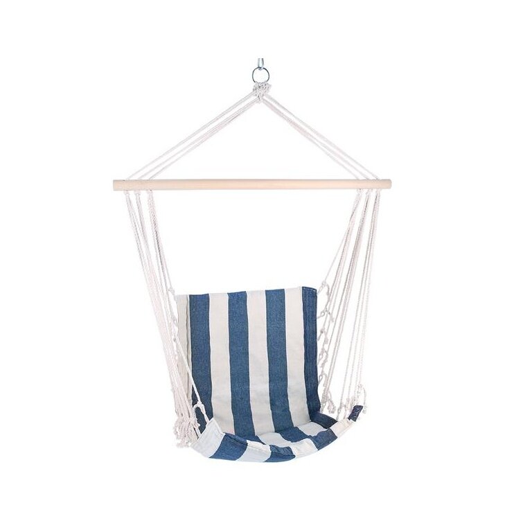 Nils Camp Hanging Chair NC3101 (Wooden Beam, TC Material, max. User Weight 120kg) White/Blue 46x90cm