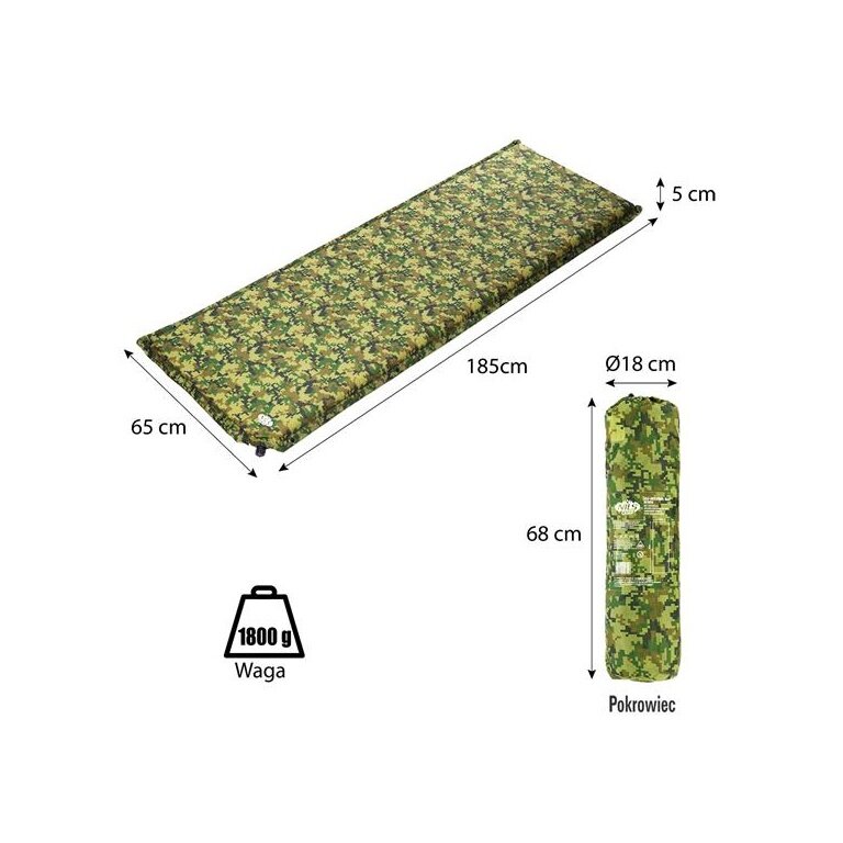 Nils Camp Sleeping Pad NC4050 (self-inflating) camo green 185x65x5cm