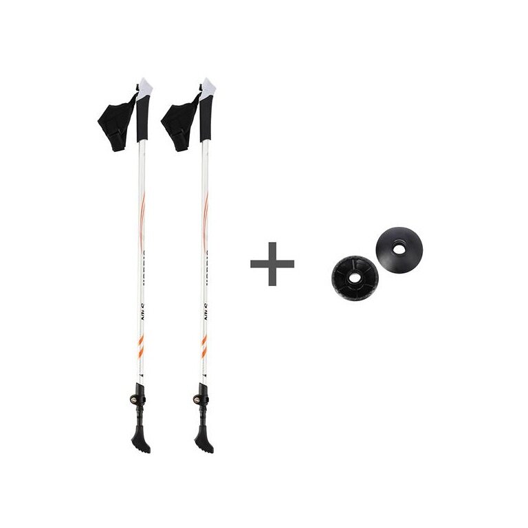Nils Camp Hiking Poles NW106 Nordic Walking (Telescopic Poles, Rubber Tips, Adjustable Height) - 2 Pieces