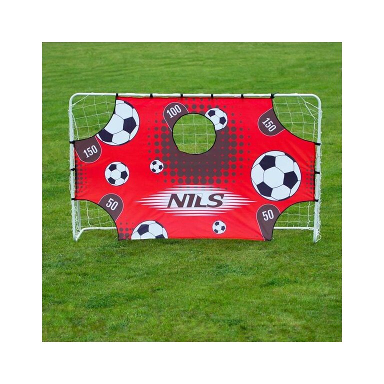 Nils Camp Football Goals BR240P with Training Panel - 240x150cm - white/red