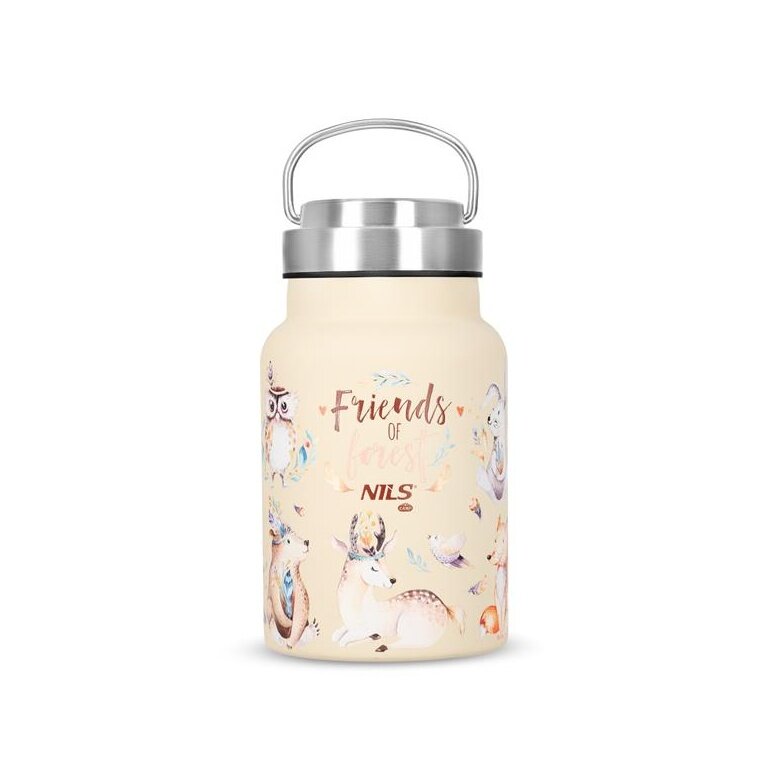 Nils Camp Water Bottle NC3806 Forest (Stainless Steel) 520ml beige