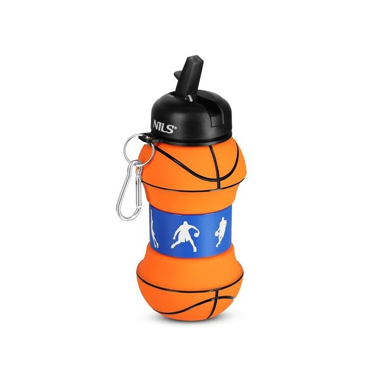 Nils Camp Water Bottle NC4104 Basketball Design (Silicone Folding Cup) 550ml orange