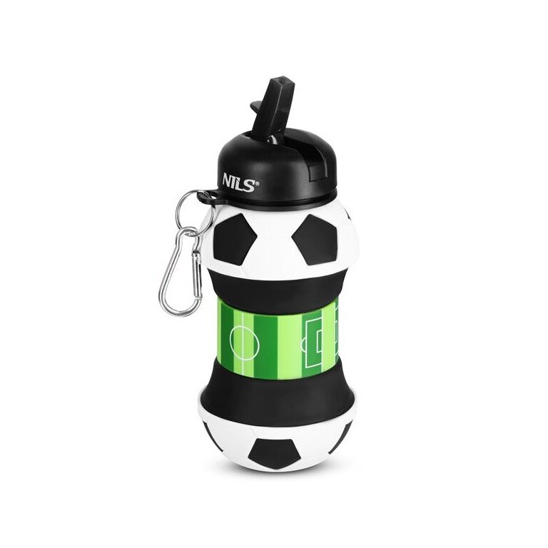 Nils Camp Drinking Bottle NC4104 Football Design (Silicone Folding Cup) 550ml white/black