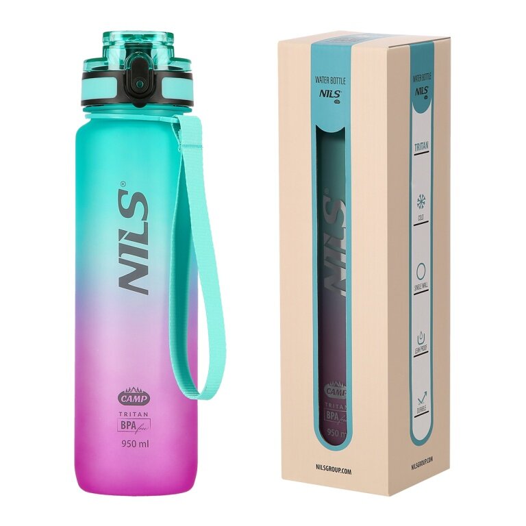 Nils Camp Water Bottle NCD04 Tritan (BPA free) 950ml green/pink