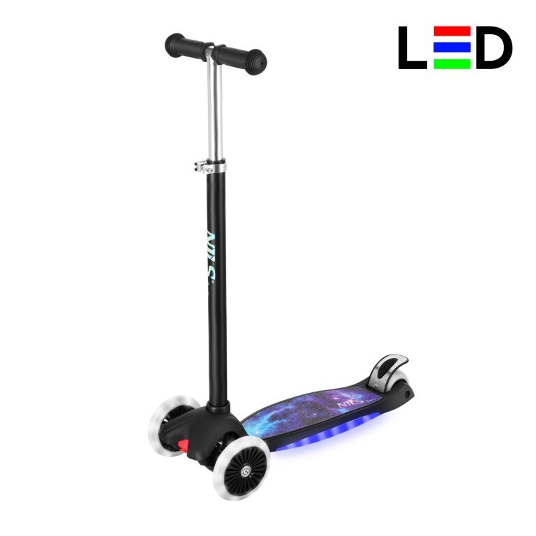 Nils Fun Scooter HLB1310 LED with brake (foldable scooter, bearings: ABEC 7) black/blue - children