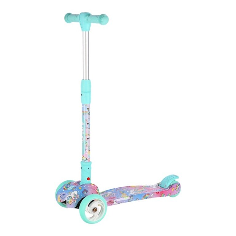 Nils Fun Scooter HLB15A LED with brake (foldable scooter, bearings: ABEC 7) mint/multicoloured - girls