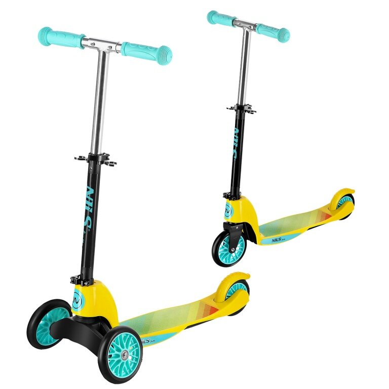 Nils Fun Scooter HLB202 (foldable scooter, bearings: ABEC 5) yellow/mint blue - children