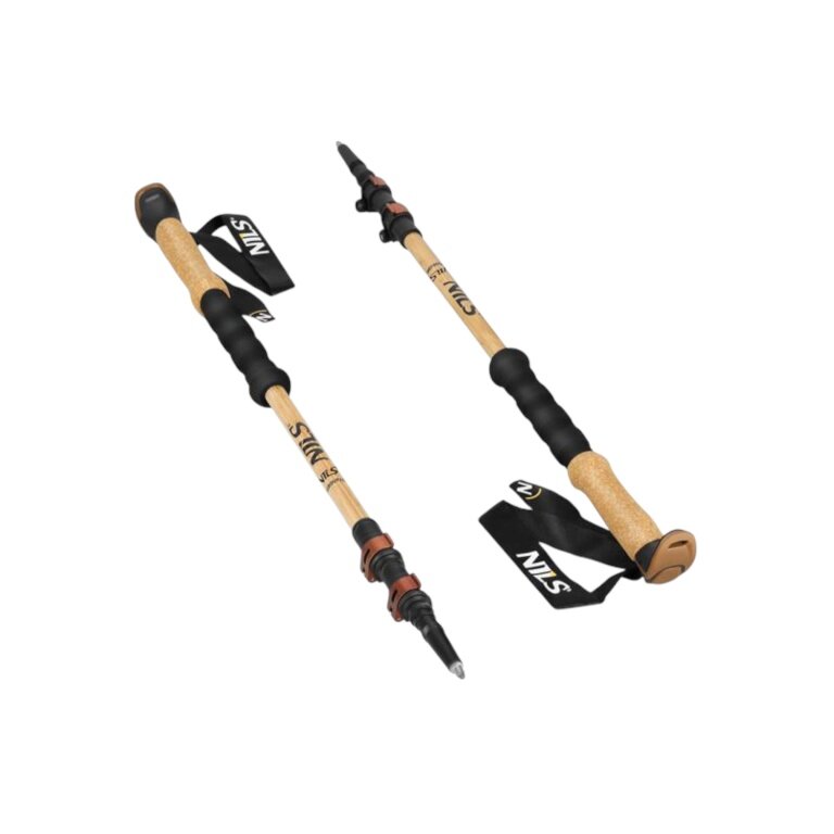 Nils Camp Trekking Poles TK8606 (Adjustable Hiking Poles) black/bamboo - 2 pieces