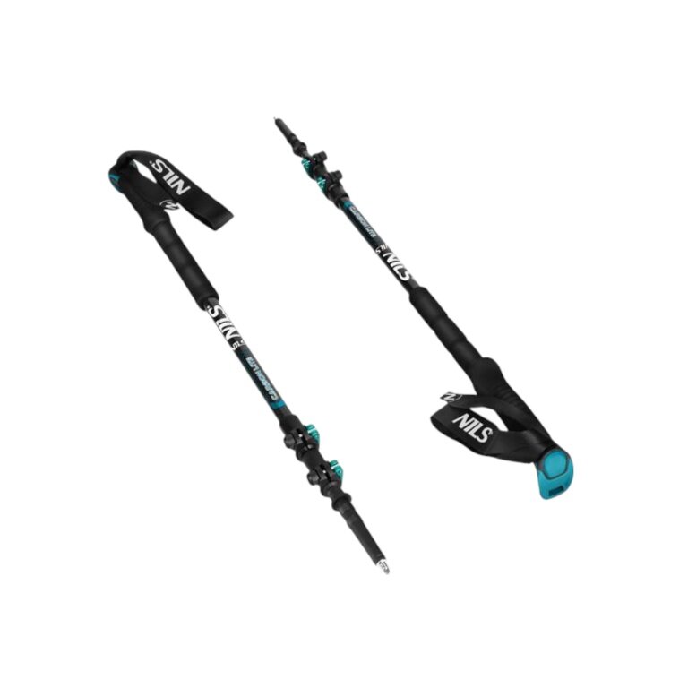 Nils Camp trekking poles TK8607 made of carbon (adjustable height) black/grey - 2 pieces