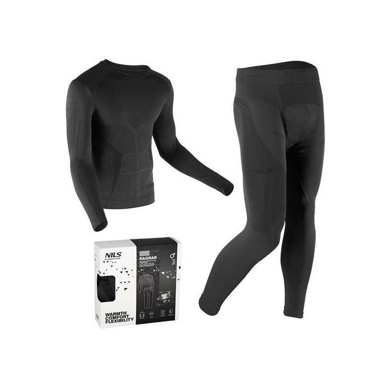 Nils functional underwear set Ragnar (long-sleeve shirt and long trousers) black men's