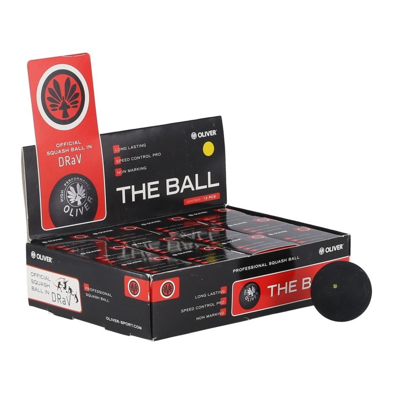 OLIVER Squash Ball (1 yellow dot, slow speed) black - box of 12