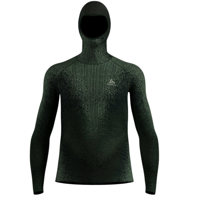 Odlo Performance Warm Blackcomb Long Sleeve Functional Underwear Shirt with Face Protection Dark Green Men's