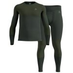 Odlo Performance Warm Functional Underwear Set Fundamentals (Long Sleeve Shirt and Long Trousers) Dark Green Men's