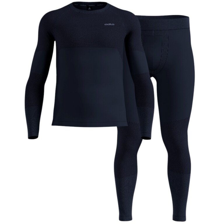 Odlo Performance Warm Functional Underwear Set Fundamentals (Long Sleeve Shirt and Long Trousers) Dark Blue Men's