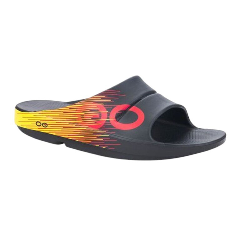 Oofos Recovery Sandals OOahh Sport Germany - black/yellow/red - 1 pair