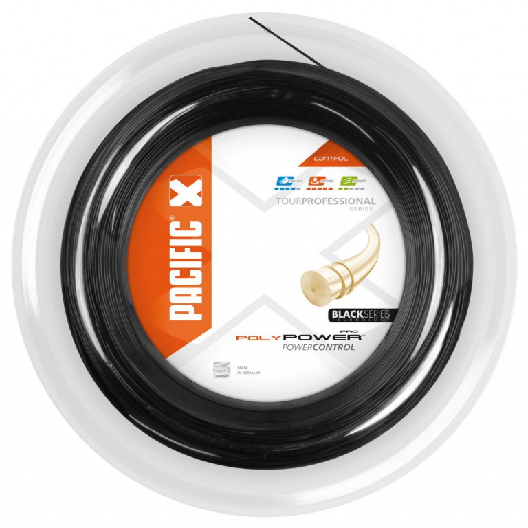 Pacific Tennis String Poly Power Pro (Durability+Power) black 200m roll