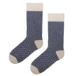 Polar Star Daily Sock Crew Magnus (Cotton, warm) beige/navy blue - 1 pair