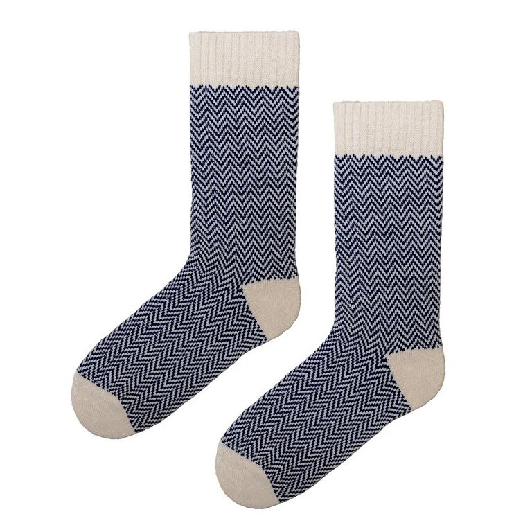 Polar Star Daily Sock Crew Magnus (Cotton, warm) beige/navy blue - 1 pair