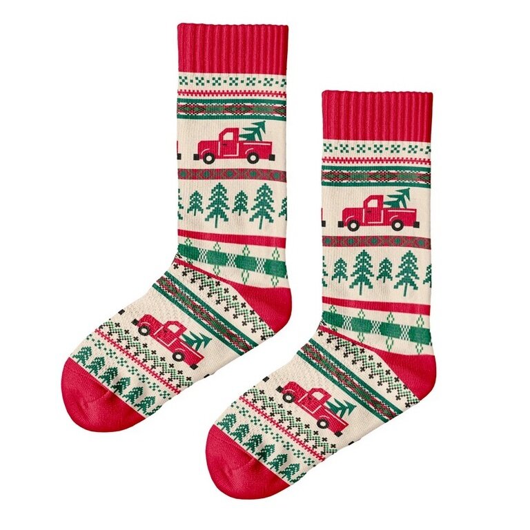 Polar Star Daily Sock Crew Anders Winter Pattern (Cotton, warm) beige/red/green - 1 Pair