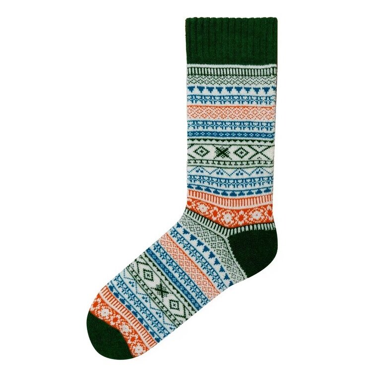 Polar Star Daily Sock Crew Arne Winter Pattern (Cotton, warm) green/multi-coloured - 1 Pair