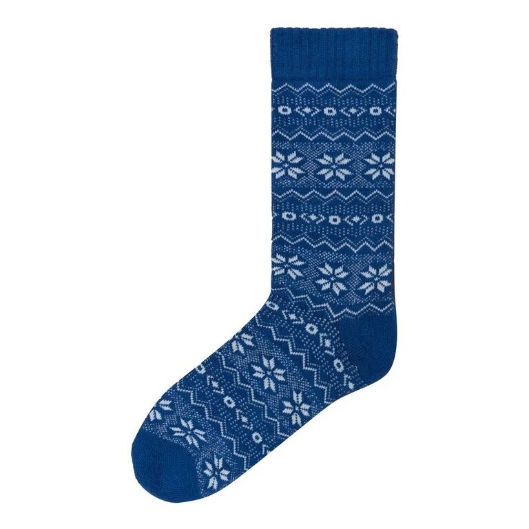 Polar Star Daily Sock Crew Bergen Winter Pattern (Cotton, Warm) Navy Blue - 1 Pair