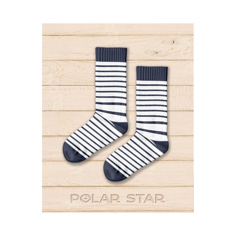 Polar Star Daily Sock Crew Sailor (Cotton, warm) white/navy blue - 1 pair