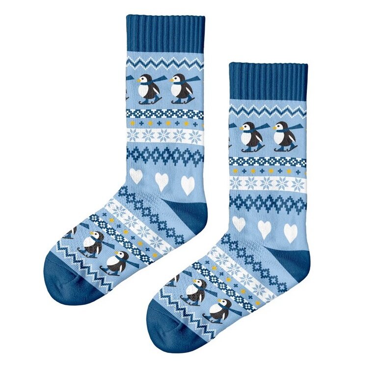 Polar Star Daily Sock Crew Isflak Winter Pattern (Cotton, warm) blue - 1 Pair