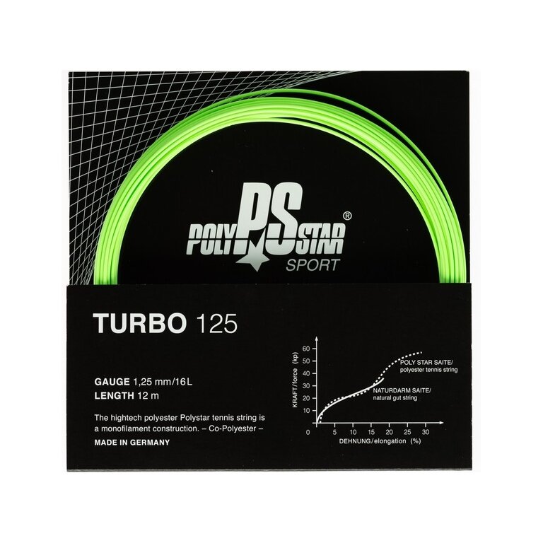Polystar Tennis String Turbo (Durability+Power) green 12m Set