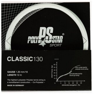 Polystar Tennis String Classic (Durability) white 12m set